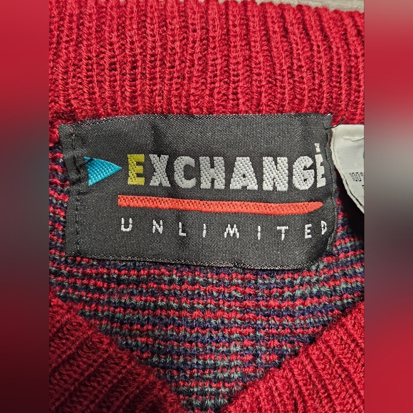 Vintage 90's Ugly Christmas Sweater Granny Red Size Large Retro Winter Land - Picture 2 of 6